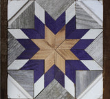 Amish Barn Quilt Wall Art, 30 by 10.5 Purple and White Stars