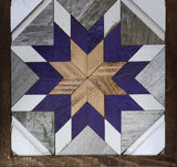 Amish Barn Quilt Wall Art, 30 by 10.5 Purple and White Stars