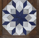 Amish Barn Quilt Wall Art, 30 by 10.5 White and Blue Stars