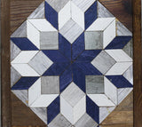 Amish Barn Quilt Wall Art, 30 by 10.5 White and Blue Stars