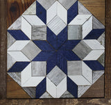 Amish Barn Quilt Wall Art, 30 by 10.5 White and Blue Stars