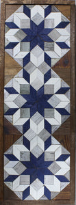 Amish Barn Quilt Wall Art, 30 by 10.5 White and Blue Stars