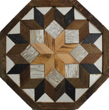 Amish Barn Quilt Wall Art, 10.5 x 10.5 Octagon: Brown and Black Flower