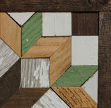 Amish Barn Quilt Wall Art, 10.5 x 10.5 Green and White Flower