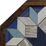 Amish Barn Quilt Wall Art, 10.5 x 10.5 Octagon: Dark and Baby Blue Flower