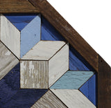 Amish Barn Quilt Wall Art, 10.5 x 10.5 Octagon: Dark and Baby Blue Flower