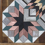 Amish Barn Quilt Wall Art, 3 by 3 Large Copper and Green Starburst