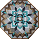 Amish Barn Quilt Wall Art, 3 by 3 Large Teal and Black Starburst