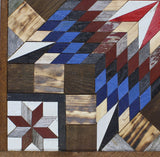 Amish Barn Quilt Wall Art, 3 by 3 Large Red, White, and Blue Stars