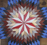 Amish Barn Quilt Wall Art, 3 by 3 Large Red, White, and Blue Stars