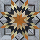 Amish Barn Quilt Wall Art, 3 by 3 Large Orange and Black Flower