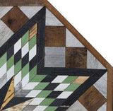 Amish Barn Quilt Wall Art, 3 by 3 Large Green, Black, and White