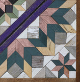 Amish Barn Quilt Wall Art, 3 by 3 Large Purple, Copper, and Green Floweburst