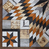 Amish Barn Quilt Wall Art, 3 by 3 Large Orange and Black Starburst