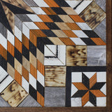 Amish Barn Quilt Wall Art, 3 by 3 Large Orange and Black Starburst