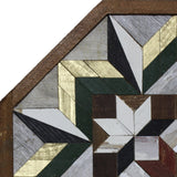 Amish Barn Quilt Wall Art, 2 by 2 Octagon: Green, Gold, and Red Starburst