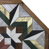 Amish Barn Quilt Wall Art, 2 by 2 Octagon: Green, Gold, and Red Starburst