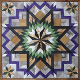 Amish Barn Quilt Wall Art, 3 by 3 Large Green and Purple Stars