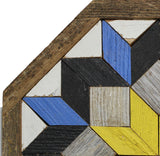 Amish Barn Quilt Wall Art, 10.5 x 10.5 Octagon: Blue and Yellow Flower