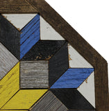 Amish Barn Quilt Wall Art, 10.5 x 10.5 Octagon: Blue and Yellow Flower