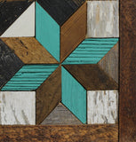 Amish Barn Quilt Wall Art, 10.5 x 10.5 Teal and Brown Stars