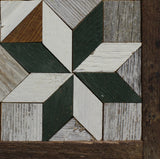 Amish Barn Quilt Wall Art, 10.5 x 10.5 Green and White Stars