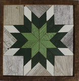 Amish Barn Quilt Wall Art, 10.5 x 10.5 Dark and Sage Green Star