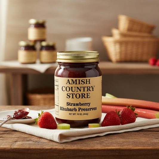 Old-Fashioned Strawberry Rhubarb Preserves (18 oz) | Amish Country Store