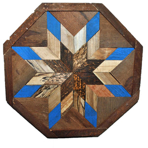 Amish Barn Quilt Wall Art, 1 by 1 octagon-blue and natural star*
