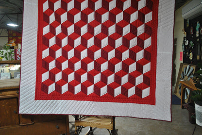 Bottom half of tumbling block amish quilt 