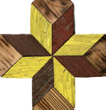Amish Barn Quilt Wall Art, small cross, Red & Yellow