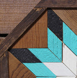 Amish Barn Quilt Wall Art, 1 by 1 turquoise and black - Octagon*