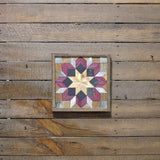 Amish Barn Quilt Wall Art, 10.5 x 10.5 Flower - Wine Tone