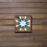 Amish Barn Quilt Wall Art, 10.5 x 10.5 Green and White Star
