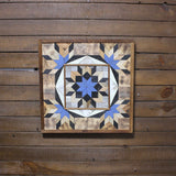 Amish Barn Quilt Wall Art, 2 by 2 Cornflower Blue Flowerburst