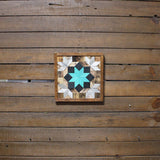 Amish Barn Quilt Wall Art, 10.5 x 10.5 Turquoise Starburst