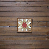 Amish Barn Quilt Wall Art, 10.5 x 10.5 Red and Gold Star