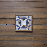 Amish Barn Quilt Wall Art, 10.5 x 10.5 Blue Corner Stars
