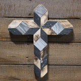 Amish Barn Quilt Wall Art, small cross, black and white