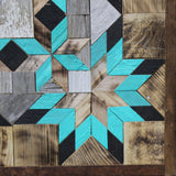 Amish Barn Quilt Wall Art, 2 by 2 Turquoise Flowerburst