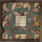 Amish Barn Quilt Wall Art, 10.5 x 10.5  Sage and Copper Stars