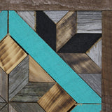 Amish Barn Quilt Wall Art, 10.5 x 10.5  Turquoise and Black Starburst