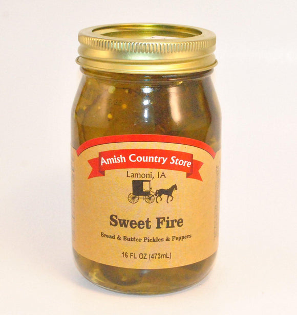 Sweet Fire Bread & Butter Pickles and Jalapenos 16 oz - Amish Country Store- bringing Amish quality into your home.