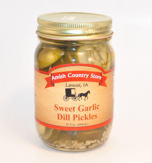Sweet Garlic Dill Pickles 15 oz - Amish Country Store- bringing Amish quality into your home.